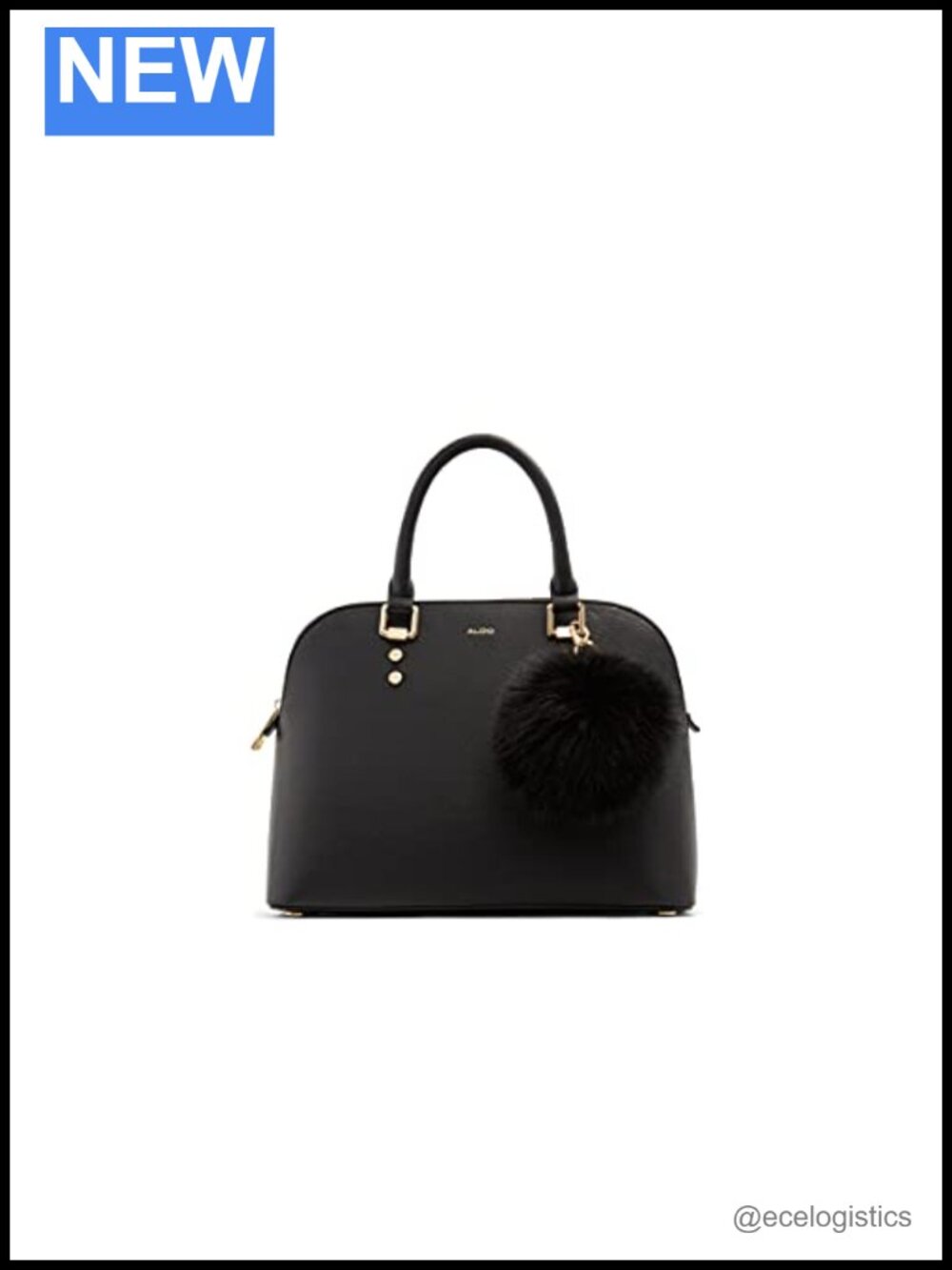 Faux Leather Dome Satchel Handbag with Adjustable Strap